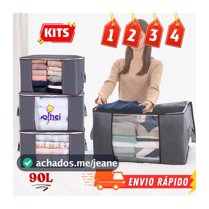 Caixa Organizadora Guarda Roupa Saco Organizador Edredom Cobertor Roupas Zíper Dobrável Anti Mofo