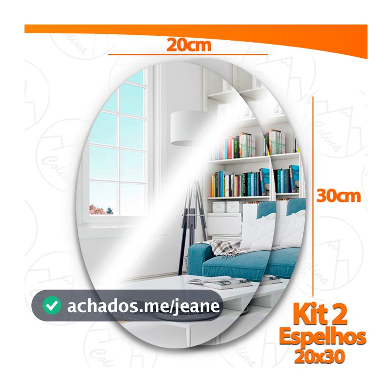 Espelhos Adesivo Acrilico Oval 20x30cm Boa Nitidez Decorativo Sala Banheiro