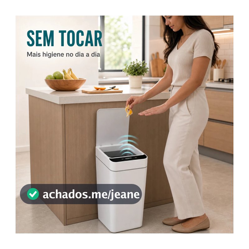 Lixeira Automática 12 Litros com Sensor Inteligente Balde de Lixo para Banheiro