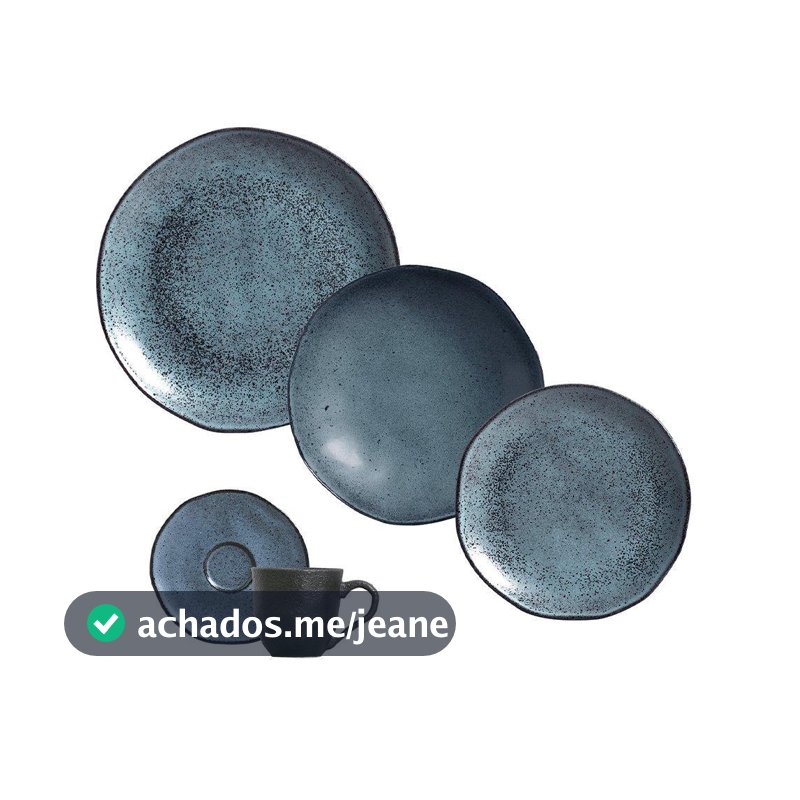 Aparelho de Jantar/Chá Porto Brasil Orgânico Petroleum | Stoneware, 30 Peças, Cinza
