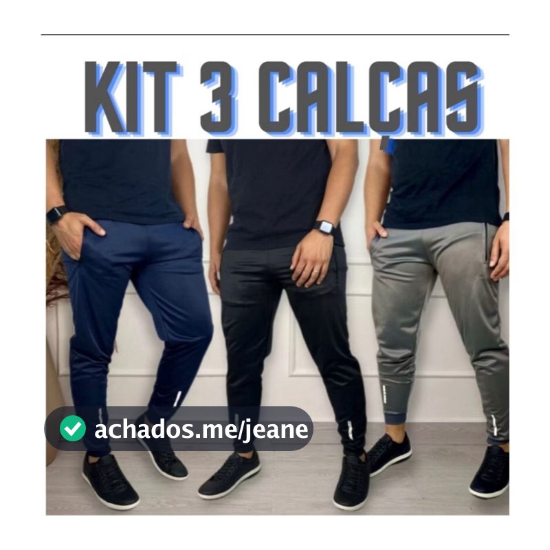 Calça 3 Peças ou 1 Unidade  Jogger Dry Fit Academia Masculina Adulta com Bolso Zíper Flanelada - MUITO FOFINHA