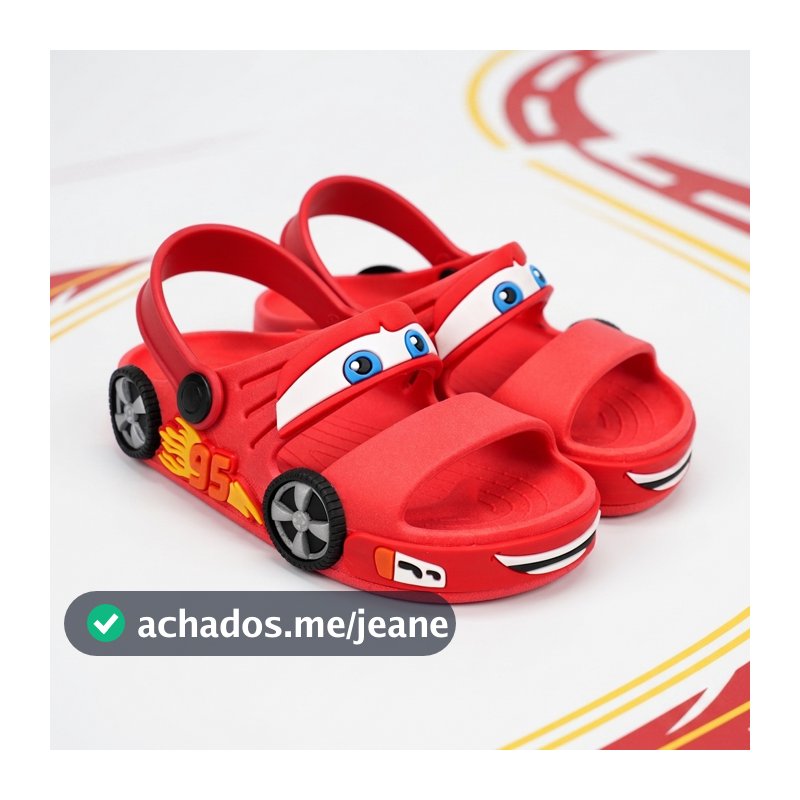 Sandália Papete Infantil Menino Carros Divertido Leve e Confortável