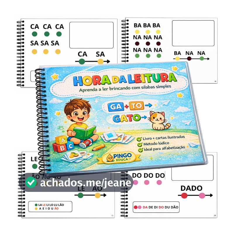 Livro Infantil Alfabetização Aprender Ler com Sílabas Simples + Cartas Apostila Caderno 50 paginas
