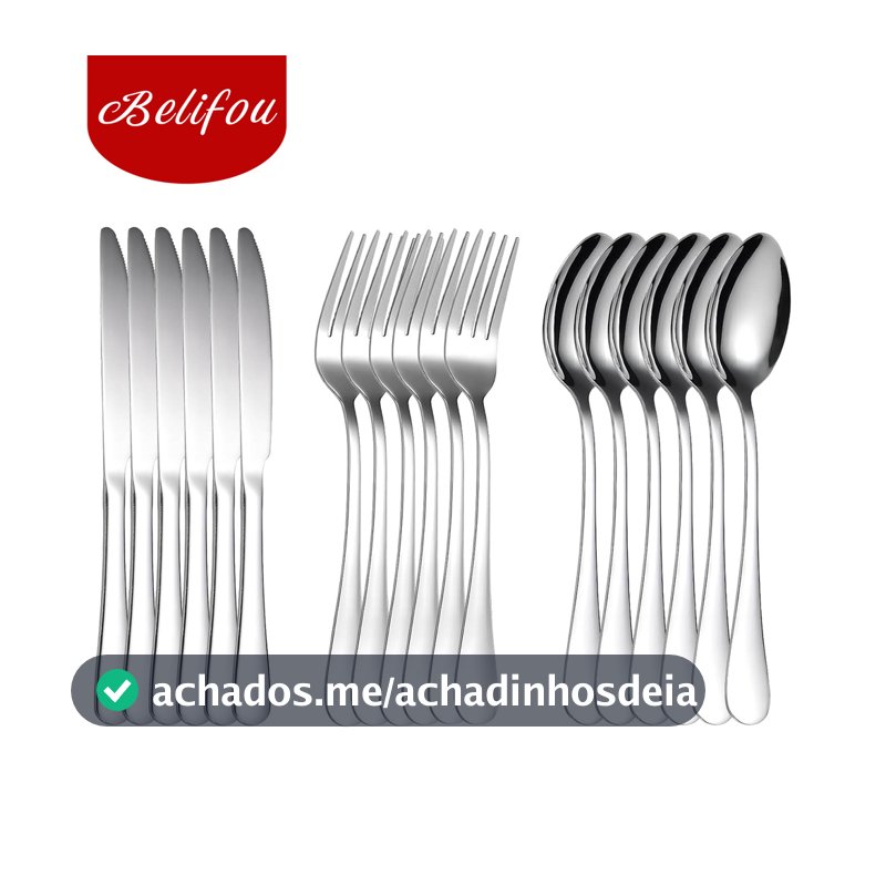 Belifou Kit Faqueiro Jogo de Talheres 18 Peças Talheres Prata de Aço Inoxidável Garfo Colher Faca