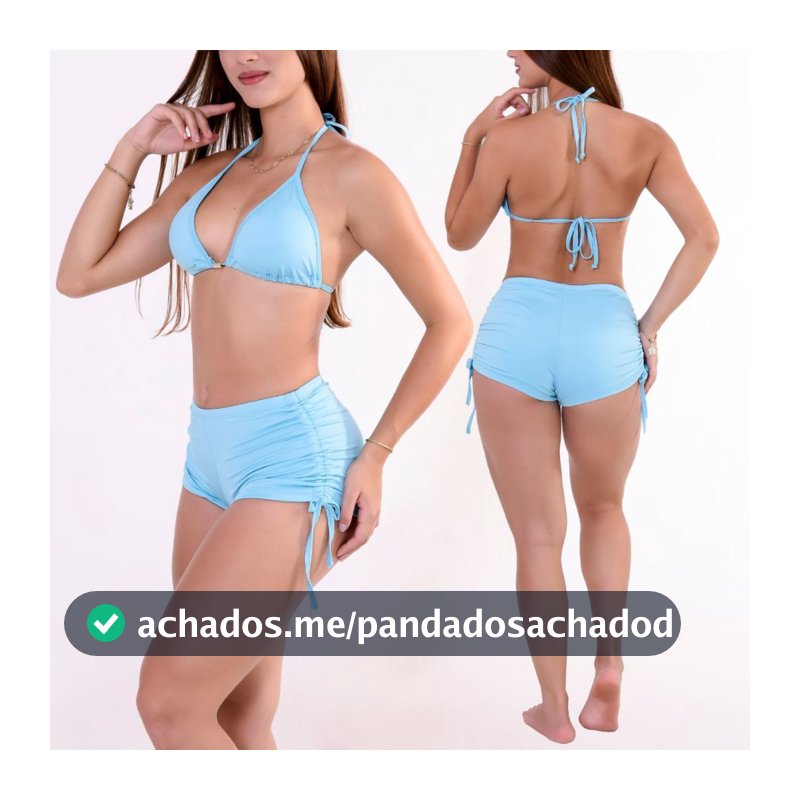 Conjunto Bíquini Com Bojo Sunkini Piscina Short com Ajustes nas Laterais Amarrar Forrado Moda Praia