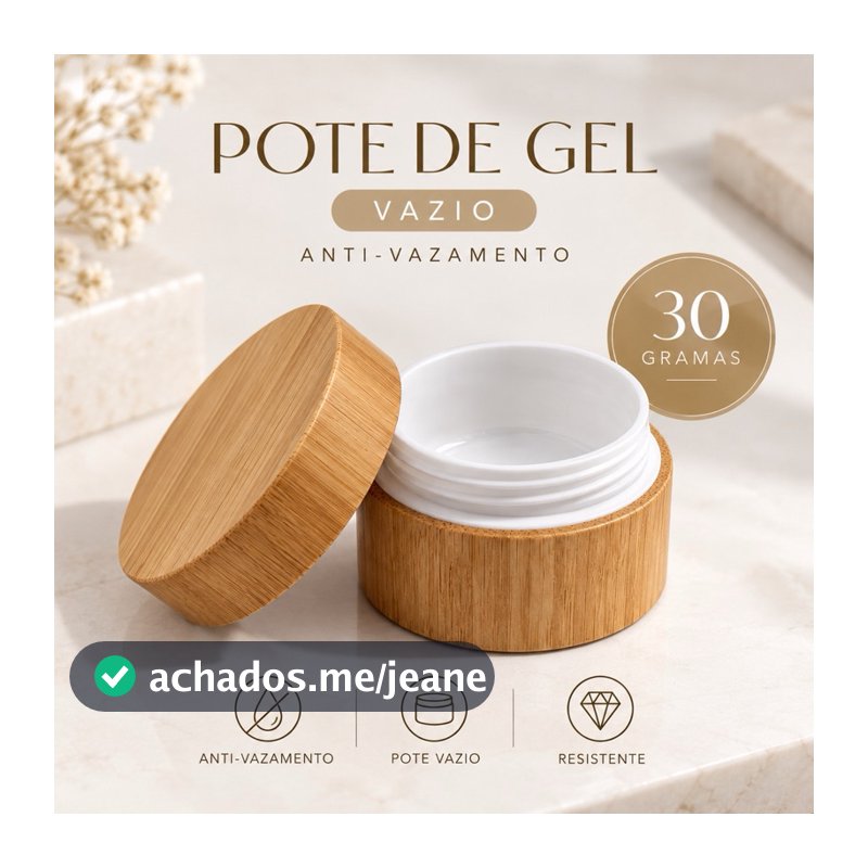 Pote de Gel ou creme 30g em Bambu Vazio Anti-Vazamento para Nail Designer e Alongamento de Unhas e cosméticos