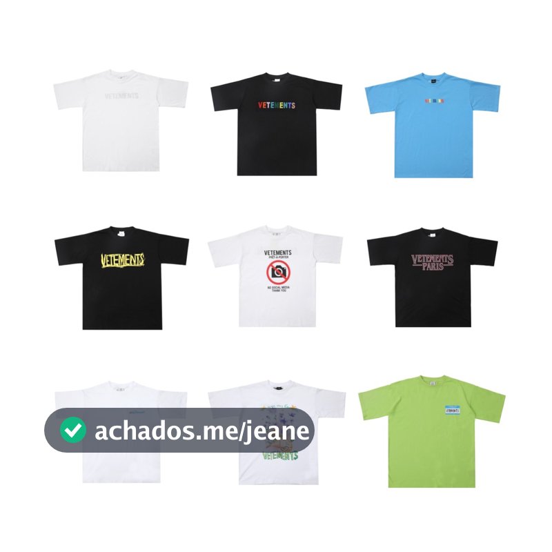 VETEMENTS americano novo estilo carta impressão solta em torno do pescoço camiseta masculino feminino mesmo estilo manga