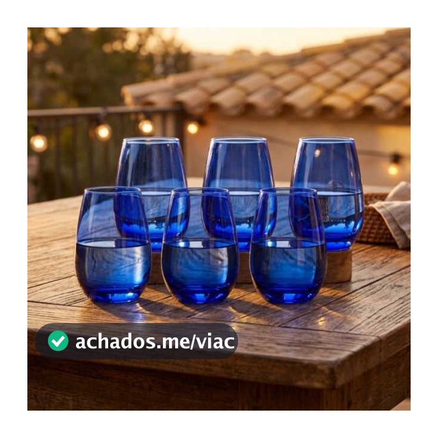 Jogo 6 Copos de Cristal Whisky Small Azul Elements Old 475ml - Ruvolo
