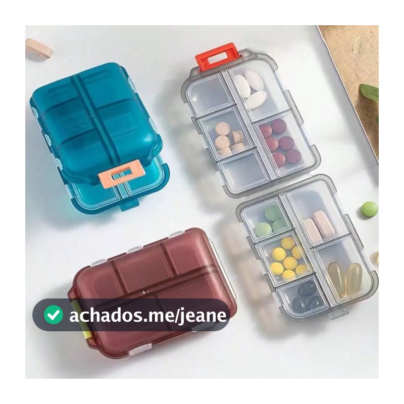 Pílulas, Estojo organizador portátil de comprimidos, caixa de vitaminas para tablet de viagem, com 10 compartimentos