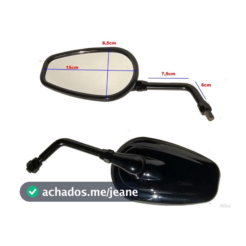 Espelho Retrovisor Mod Harley Honda Shadow 600 Cor Preto