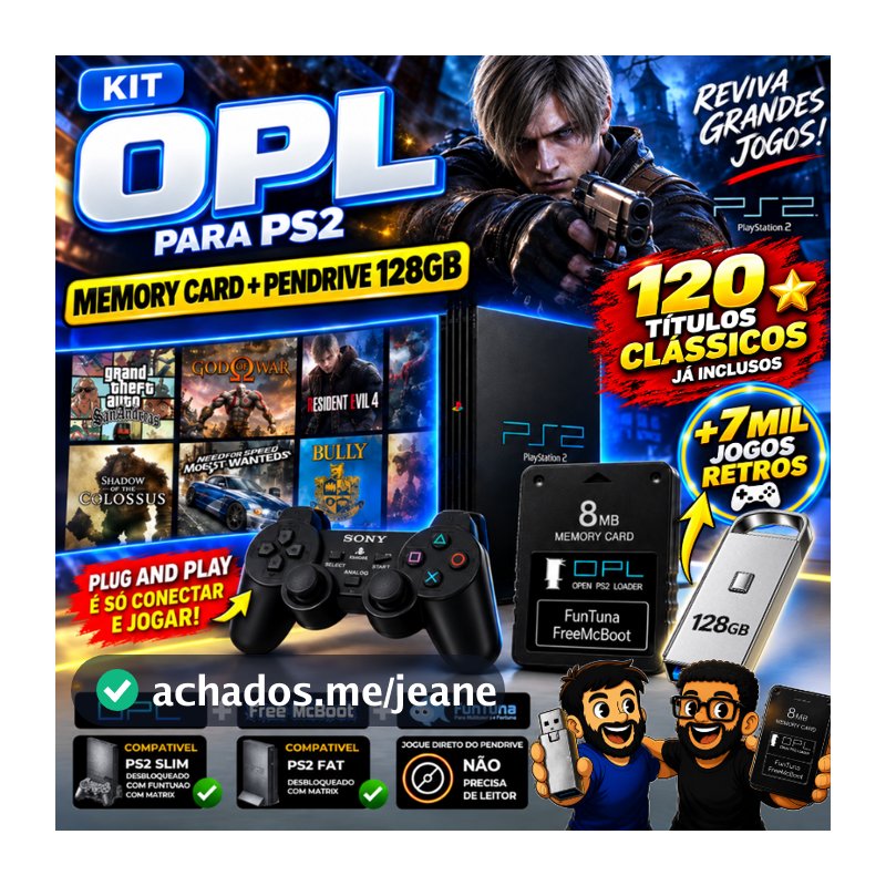 Kit Memory Card Com OPL + Pendrive com Jogos