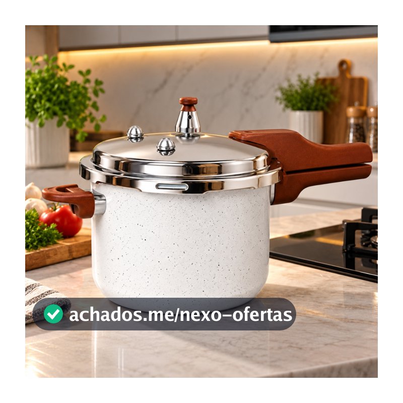 Panela de Pressão 4,2L Cerâmica Antiaderente Fechamento Externo Todos os Fogões Indução a Gás