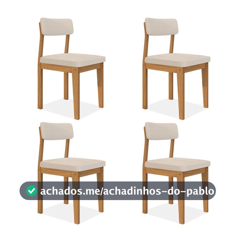 Conjunto Com 4 Cadeiras Estofadas Utah Cinamomo/bouclé Off - M.a