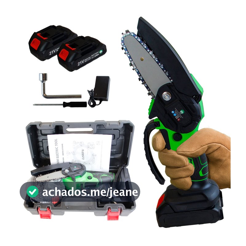 Mini Motosserra Elétrica Sem Fio Portátil Bivolt 110v/220v 4 Polegadas 2 Baterias e Maleta Hagra