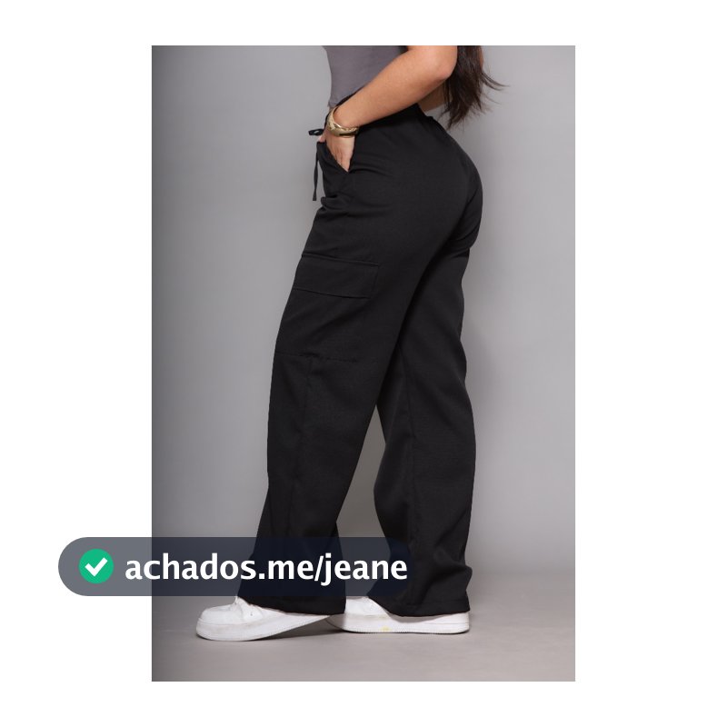 Calça Pantalona Wide Leg Bolso Cargo