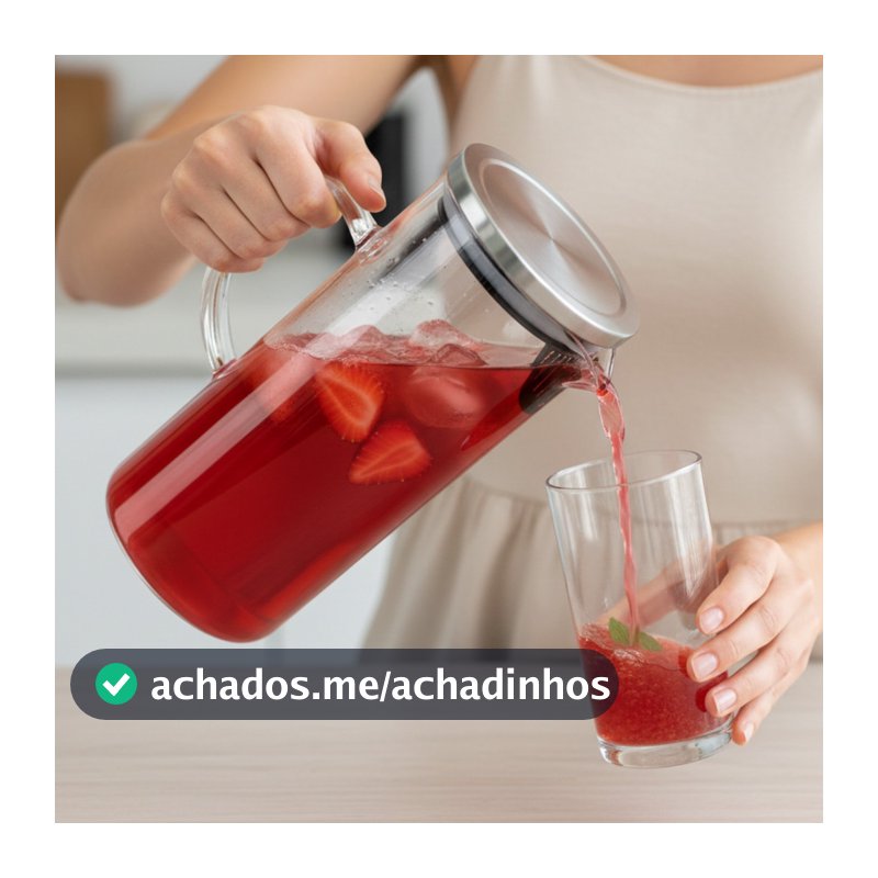 Jarra Vidro Borossilicato 1.1L Tampa Inox Resistente
