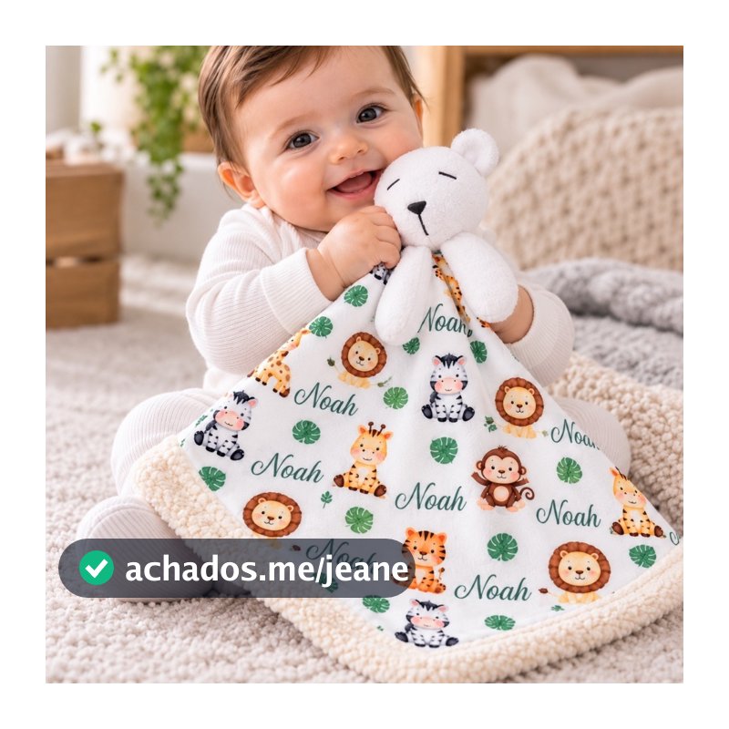 Naninha de Bebê Personalizada com Nome Paninho de Apego Naninha para Dormir Hipoalergênico Enxoval Recém Nascido
