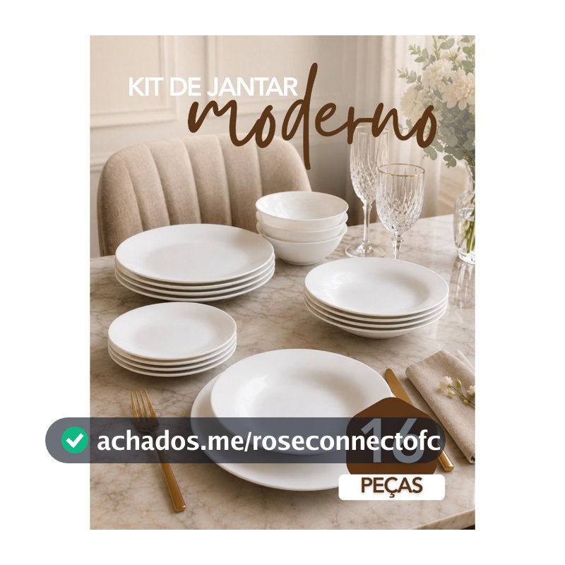 Aparelho De Jantar De 16 Peças Vidro Branco Liso Premium Pratos Bowl Luxo
