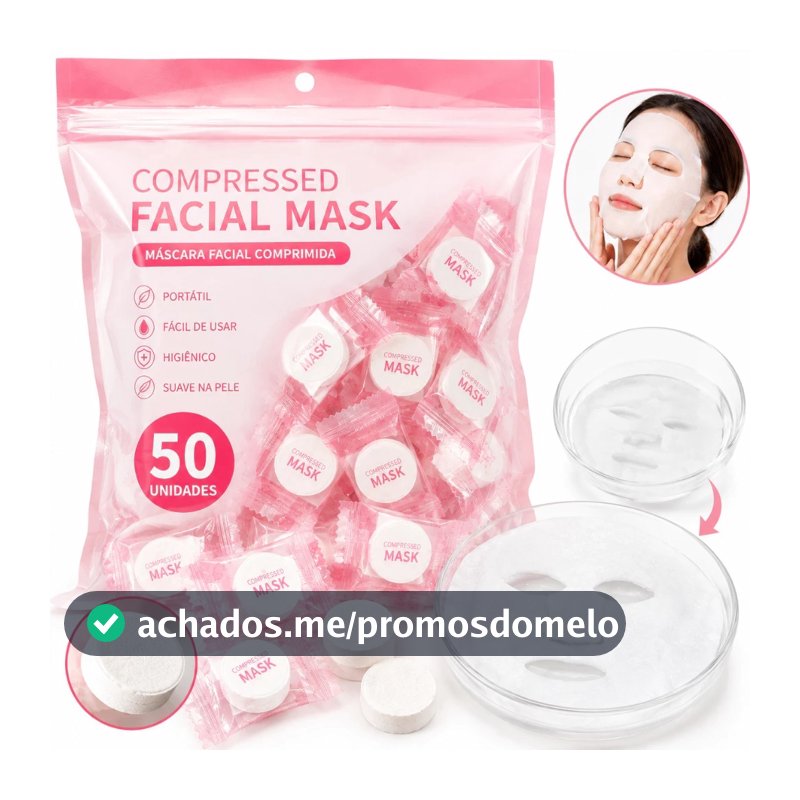 Kits com 50 ou 100 Máscaras Facial Comprimida Pastilhas de Algodão para Sérum Skincare