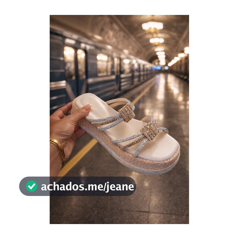 Sandália Feminina Plataforma Branca com Strass Confortável, Luxo Casual e Moderna.