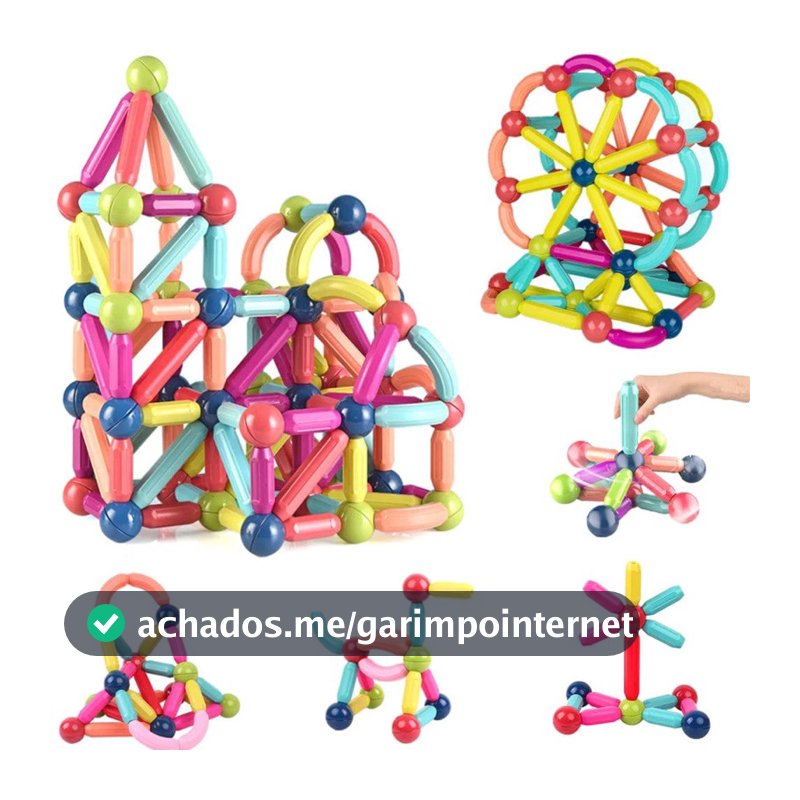 Blocos de Montar Magnético Construção Bastãos e Bolas Brinquedo Educativo Infantil