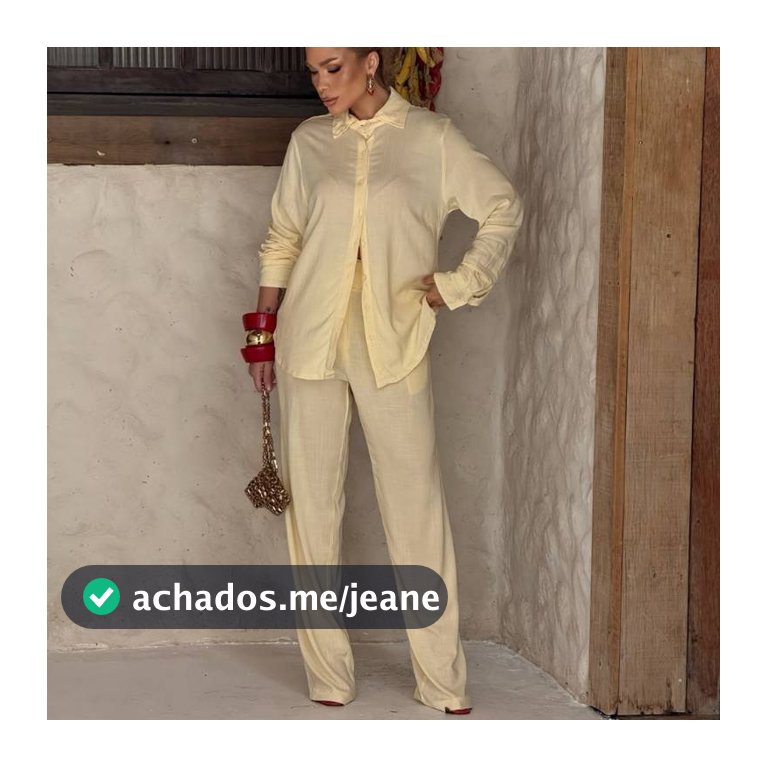 Conjunto Feminino Verão 2 Peças Camisa Manga Longa e Calça Casual Social