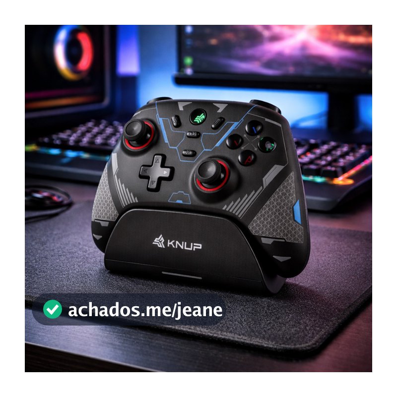 Joystick Sem Fio para PC Android Celular com Base Carregadora Bluetooth 2.4G Controle Gamer KP-GM039