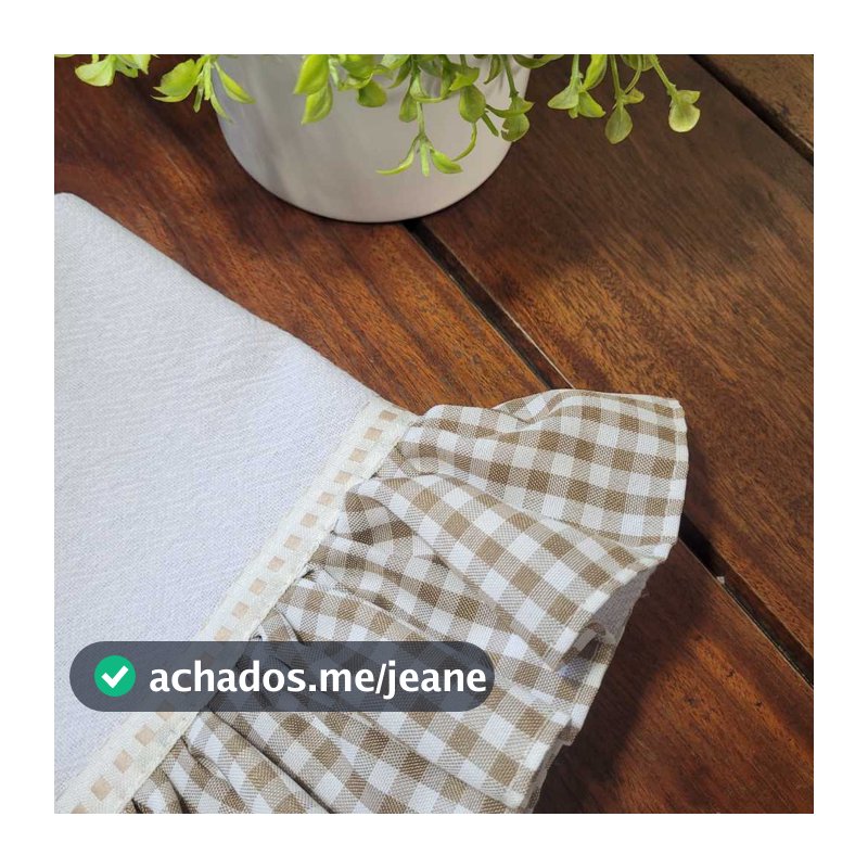 KIt 2 Panos de Prato Babado Xadrez Farm House Vintage  45x65