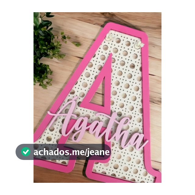 Letra MDF porta maternidade estilo palha indiana com nome