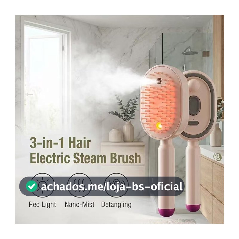 Escova De Cabelo Elétrica A Vapor 3 Em 1 , Alisador Recarregável Com Spray De Névoa , Almofada Desembaraçadora , Pente