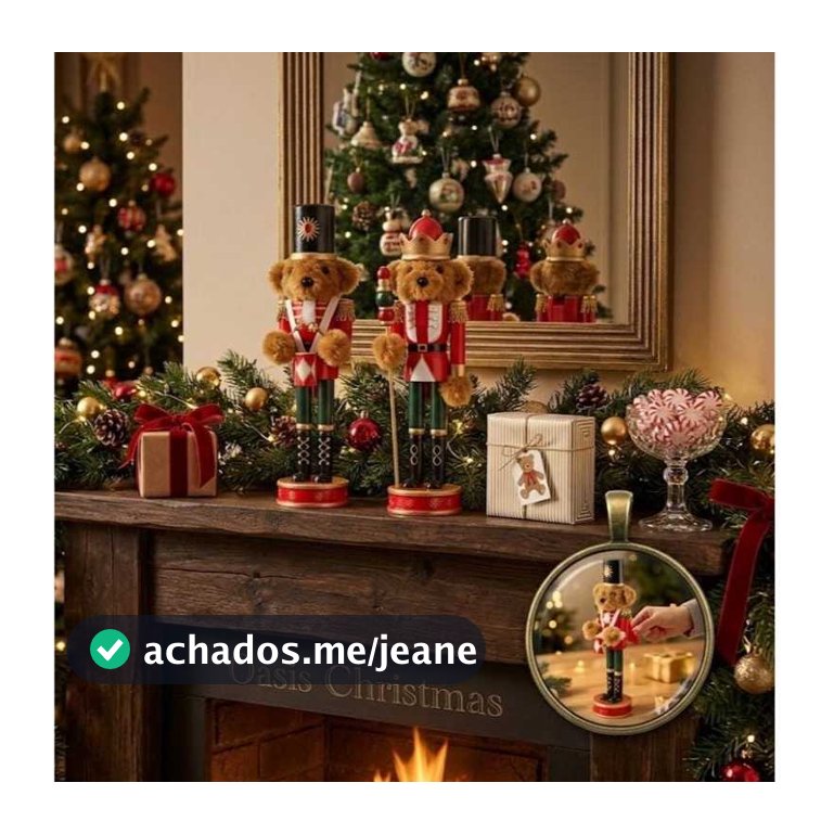 Decoração Natalina 30cm  Soldado de Madeira e Pelúcia