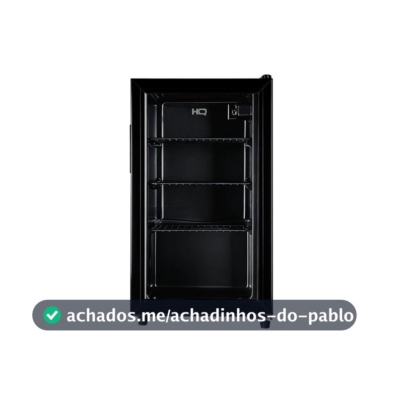 Frigobar Expositor HQ 85L Porta de Vidro Duplo Full Black com Luz Interna e Termostato HQ-85FBPV