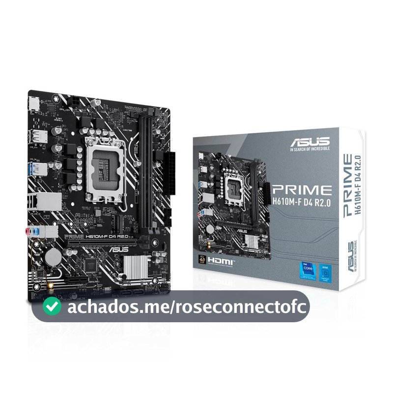Placa Mãe Asus Prime Para Intel LGA 1700 H610M-F D4 R2.0 2xDDR4 mATX - 90MB1H70-M0EAY0