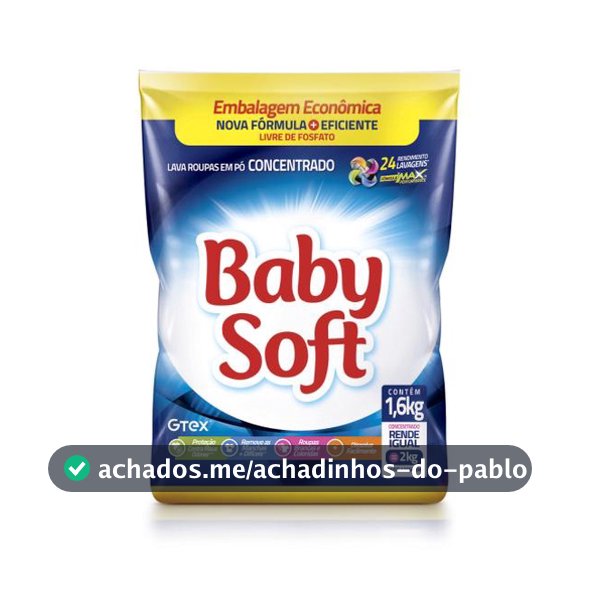 Lava Roupas Pó Baby Soft Concentrado 1,6KG
