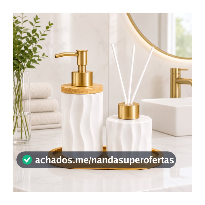 Kit Banheiro Lavabo Porta Sabonete Líquido Saboneteira Dispenser Bandeja Organizador Moderno