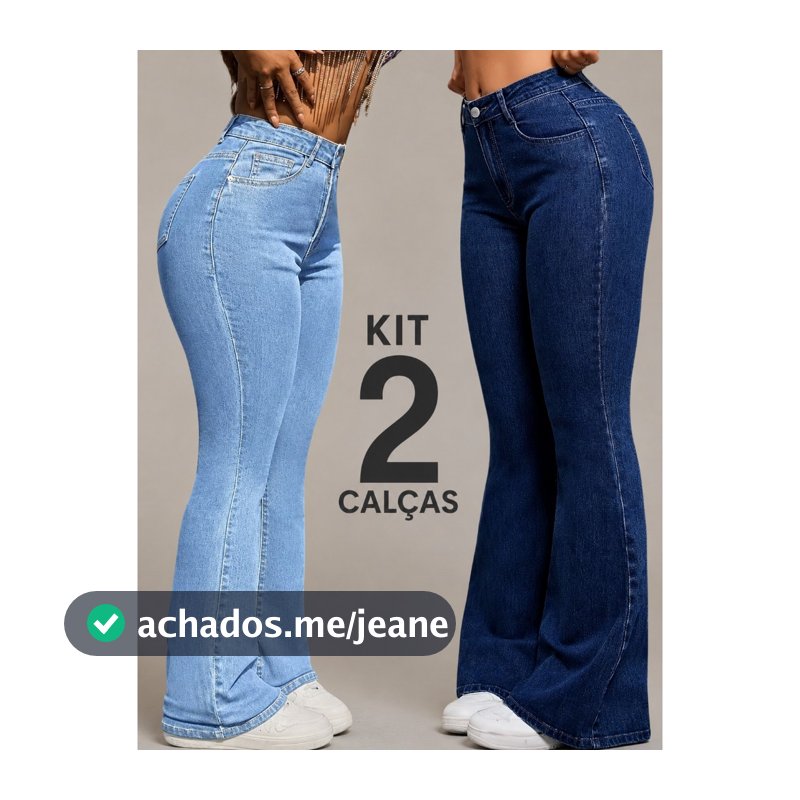 Kit 2 Flare Feminina Modeladora Azul Escuro e Delavê Estilo Gringa SK Jeans