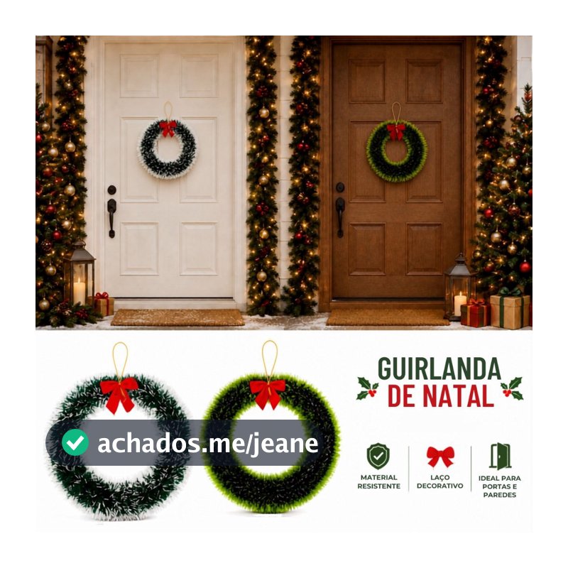 Guirlanda de Natal Decorada 30cm ou 40cm Enfeite de Porta Luxo Decoração Natalina