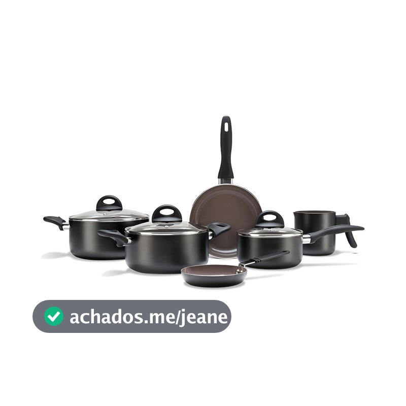 Jogo Panelas 6 Peças Brinox Smart Plus Com Revestimento Cerâmico Preto