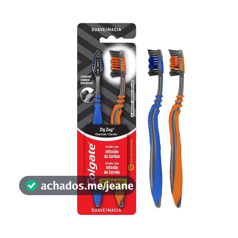 Escova de Dente Colgate Zig Zag Carvão Ativado 2un