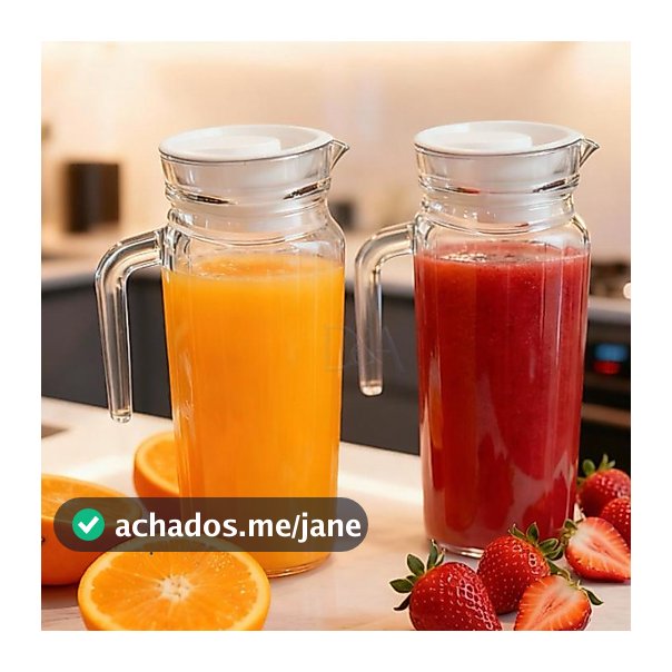 2 Jarras de Vidro Suíça 1L Com Tampa Água Suco Vidro Resistente 1 Ou 2 Jarras