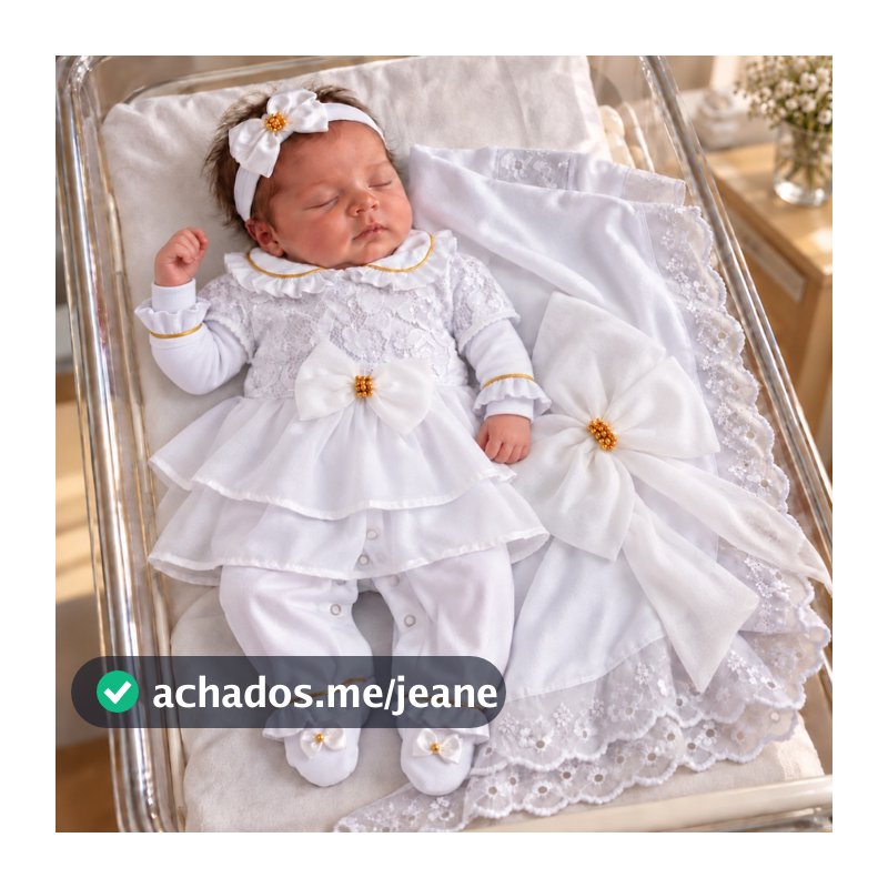Saída de maternidade branca menina luxo Rafaela