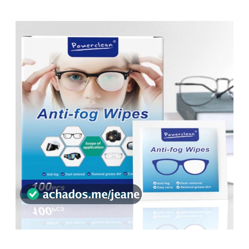 100/200/300 Lenços Umedecidos POWERCLEAN Antiembaçantes e de Limpeza – Óculos e Lentes de Câmeras