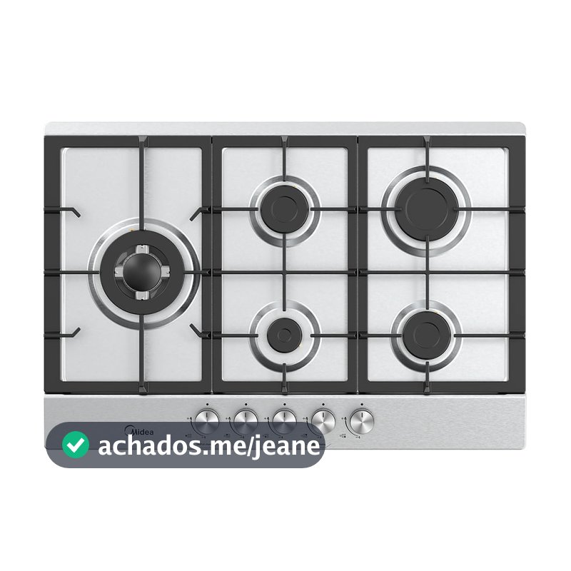 Cooktop 5 Bocas a Gás Inox com Grade de Ferro Fundido Midea