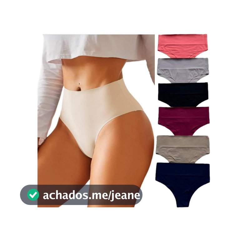 6 Calcinhas Feminina Lipo Modeladora Reforçada Sem Costura Cos Alto Segura Barriga Moda Intima P-GG