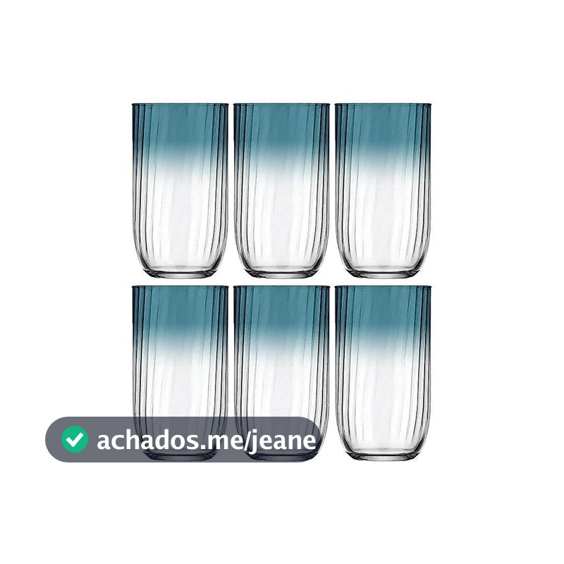 Jogo de Copos de Vidro Fiore Transparente 400ml 6 Peças Nadir Fiore