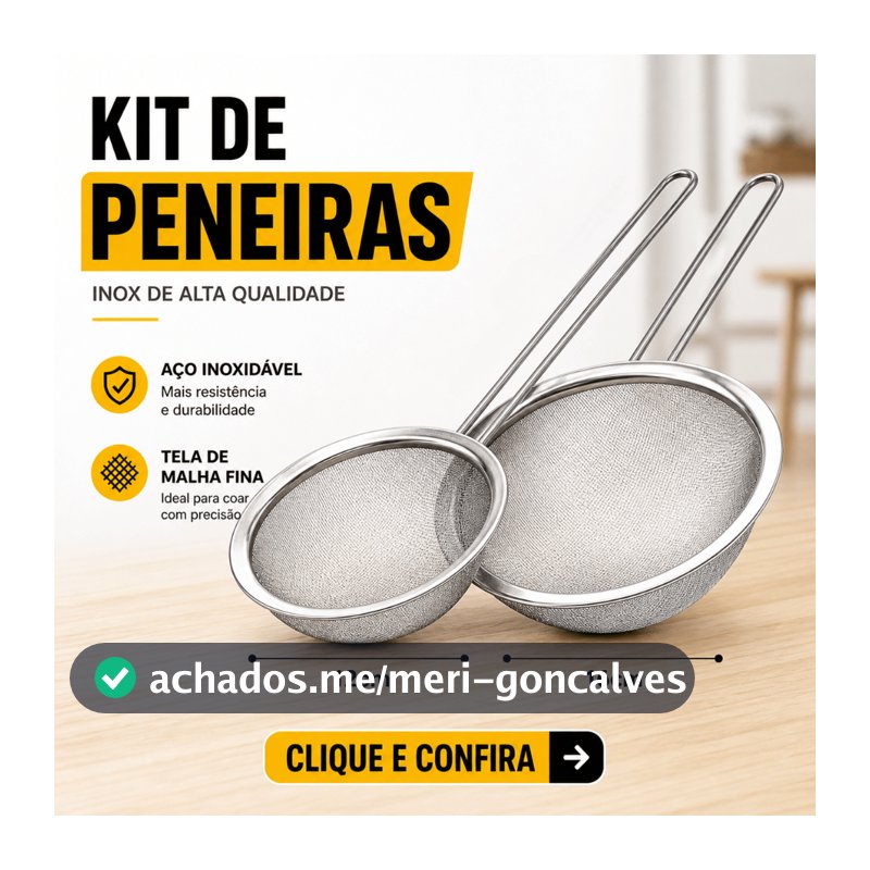 Kit 2 Peneiras Coador Manual Aço Inox 12cm 16cm Cozinha Chá Suco Farinha Leite Óleo Alimentos
