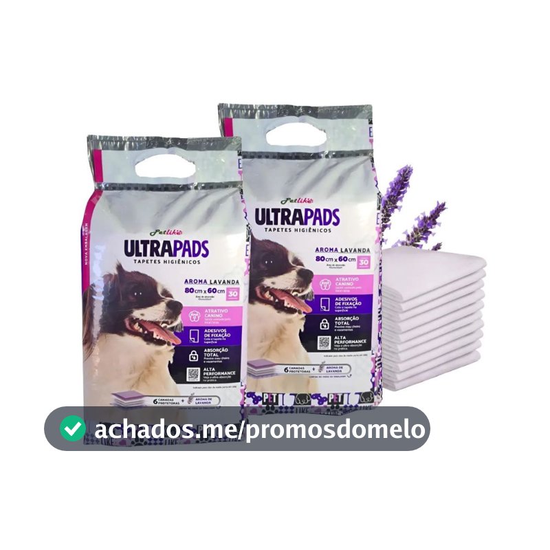 60 Unidades Tapete Higiênico Ultra Pad KIT 60 un 80x60cm Lavanda Cães Tapete Higienico - Cachorro