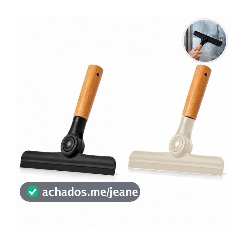 Rodo de Pia Dobrável com Cabo de Bambu Oikos Rodinho Preto 19 cm