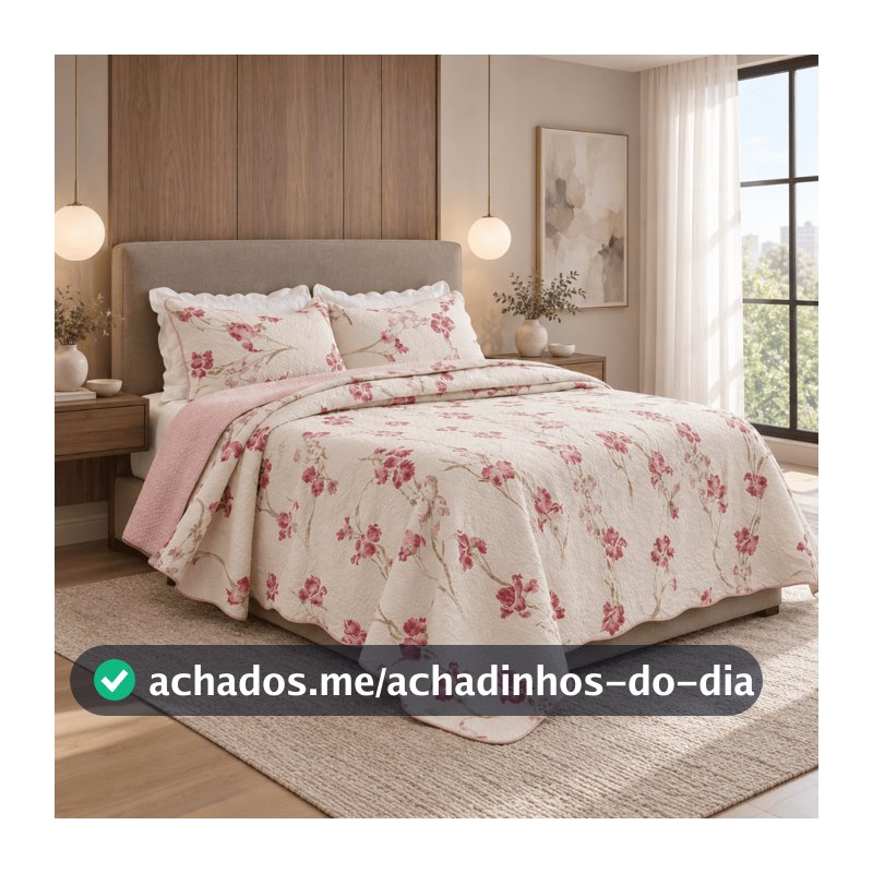 Colcha Queen Cobre Leito Estampado Patchwork Cama Box Posta 2,40x2,20