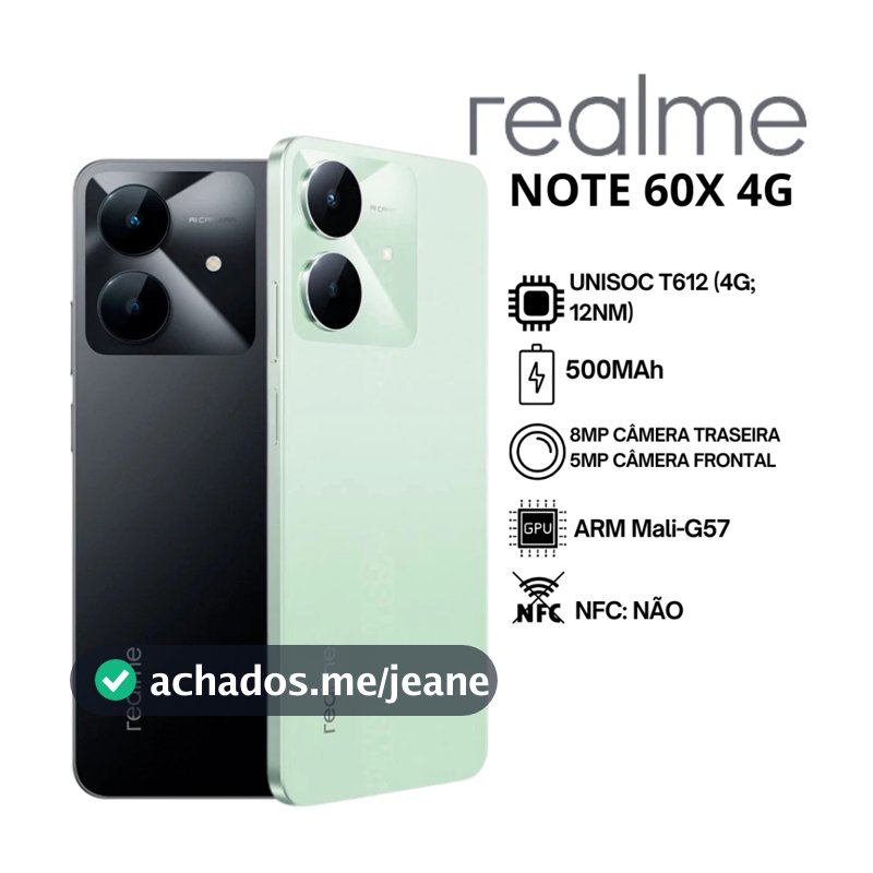 Smartphone Realme Note 60X Dual Sim Versão Global (COM CAPINHA E PELÍCULA)